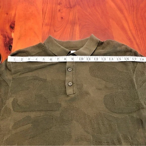 ZARA Men’s Olive Green Polo Short Sleeves Textured Knit T Shirt Size Medium. - Picture 7 of 9